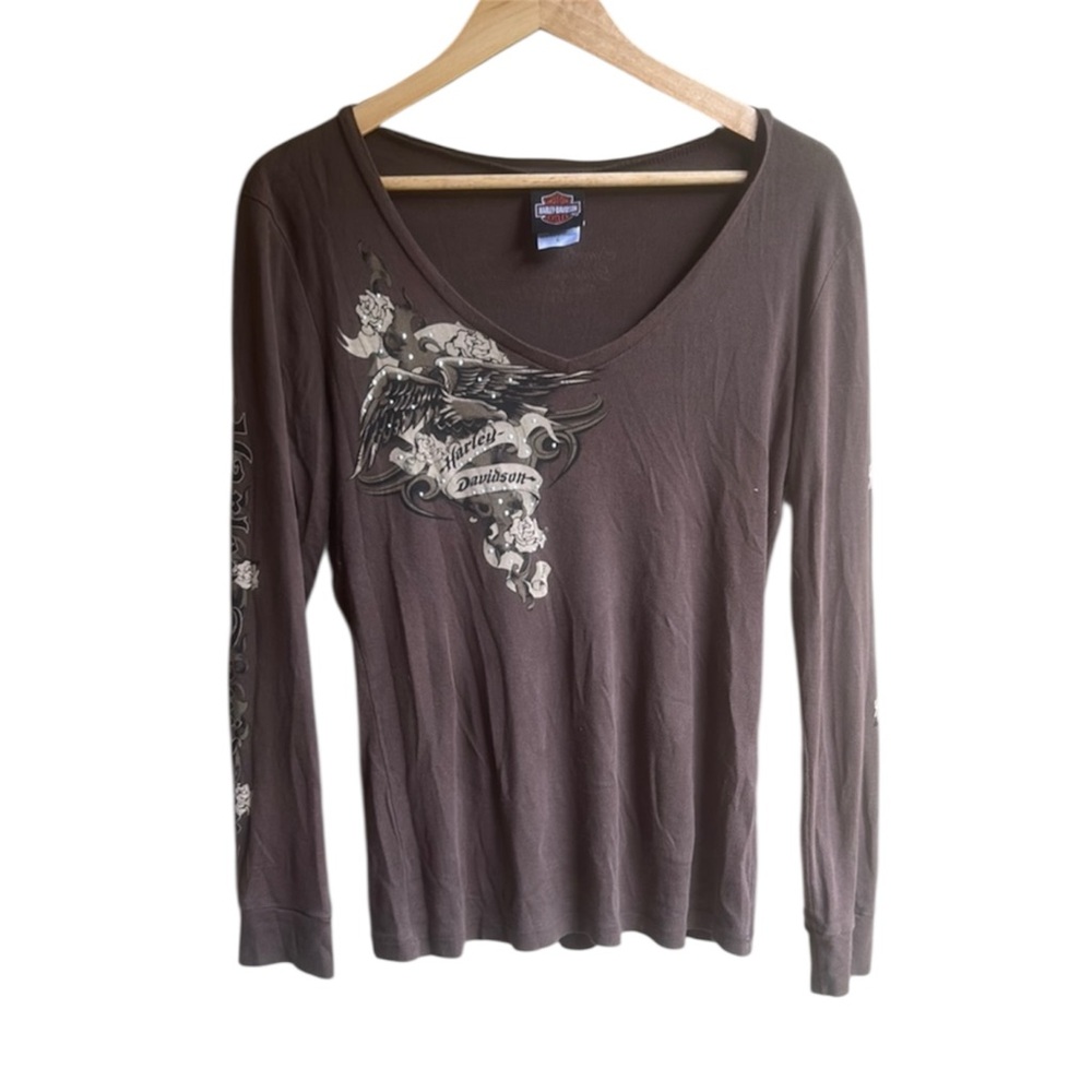 Biker Chic Y2K Grunge Long Sleeve Smoky Mountains Tee Small